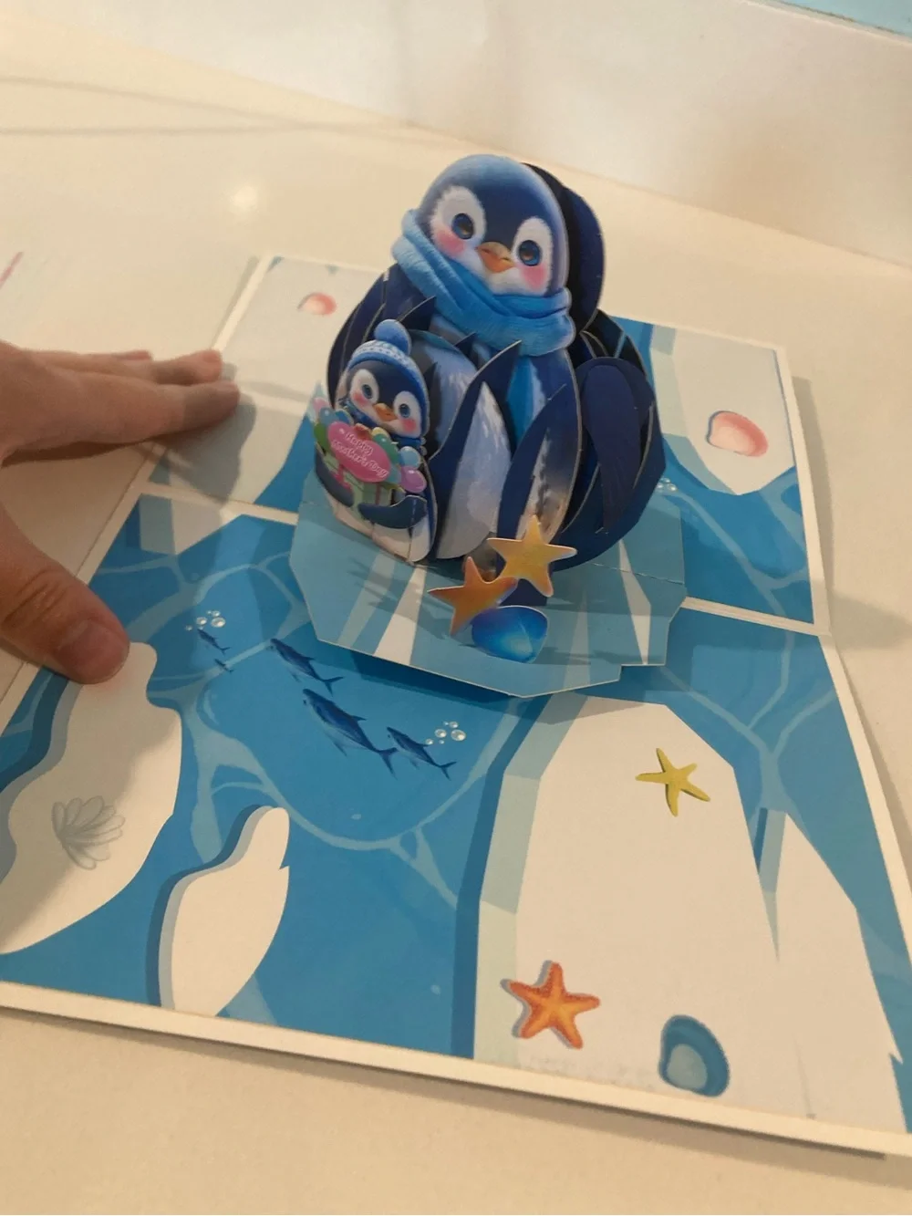 Mother's Day Penguin Greeting Card - Blue